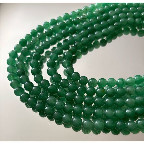 Vintage NATURAL 5 LINE RICH GREEN AQUAMARINE ROUND BEADS NECKLACE - Picture 3 of 6